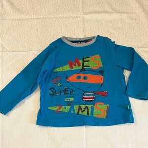 Blue Graphic Long Sleeve Kids Tee